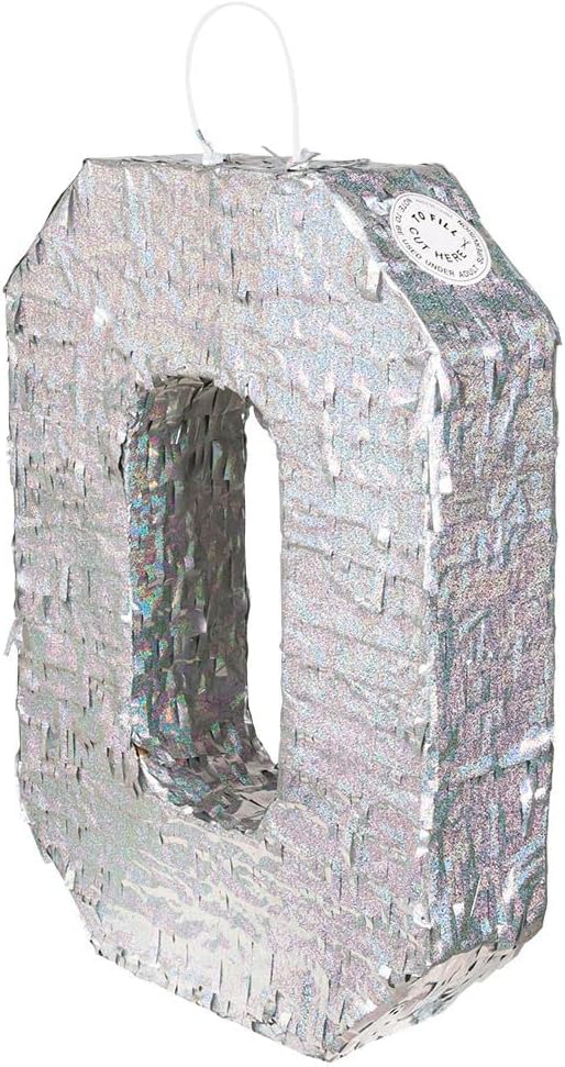 Boland - Zahlen Pinata, Grösse 40 x 28 x 8 cm, holografische Ziffer, Nummer, Silber, Jubiläum, Gebur