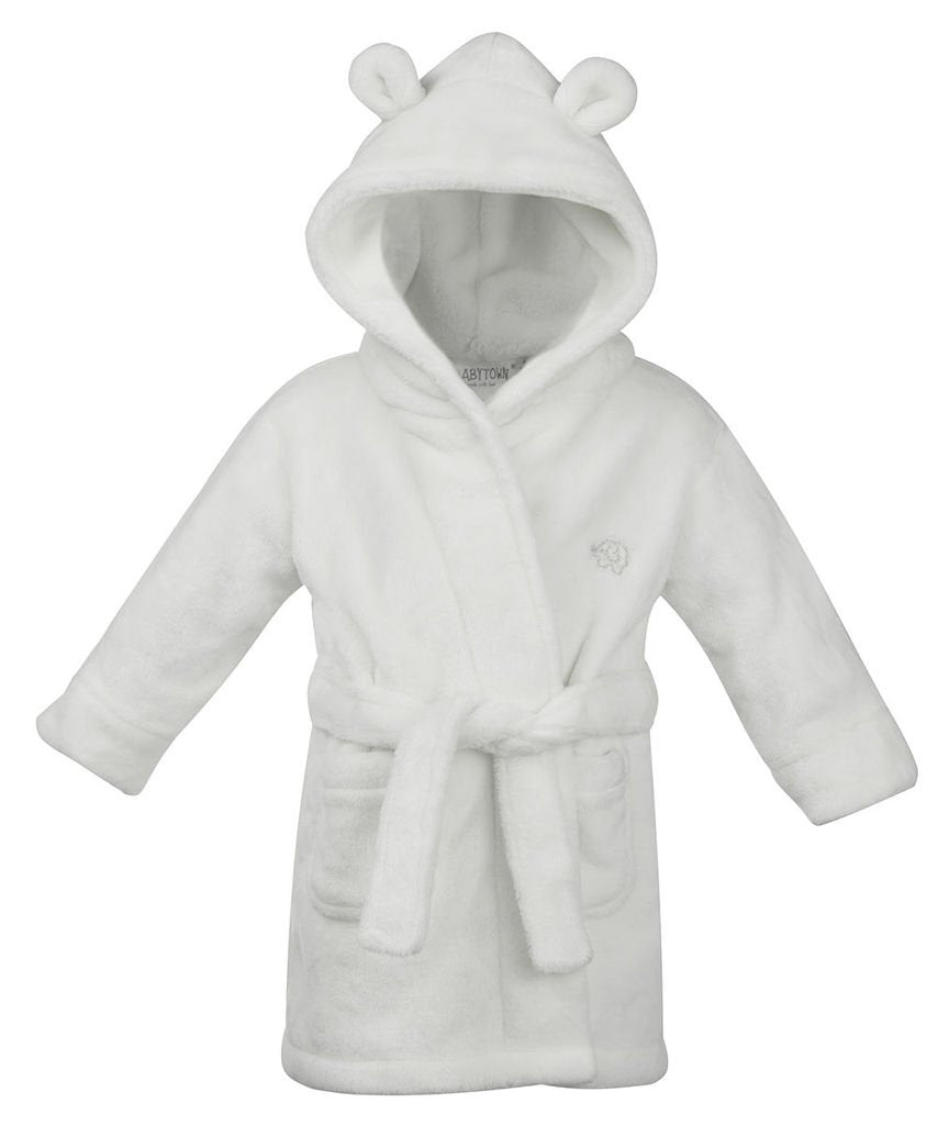 Babytown Bademantel für Mädchen, samtig, weich, mit Kapuze, Rosa 92 Weiss, 92 Weiß