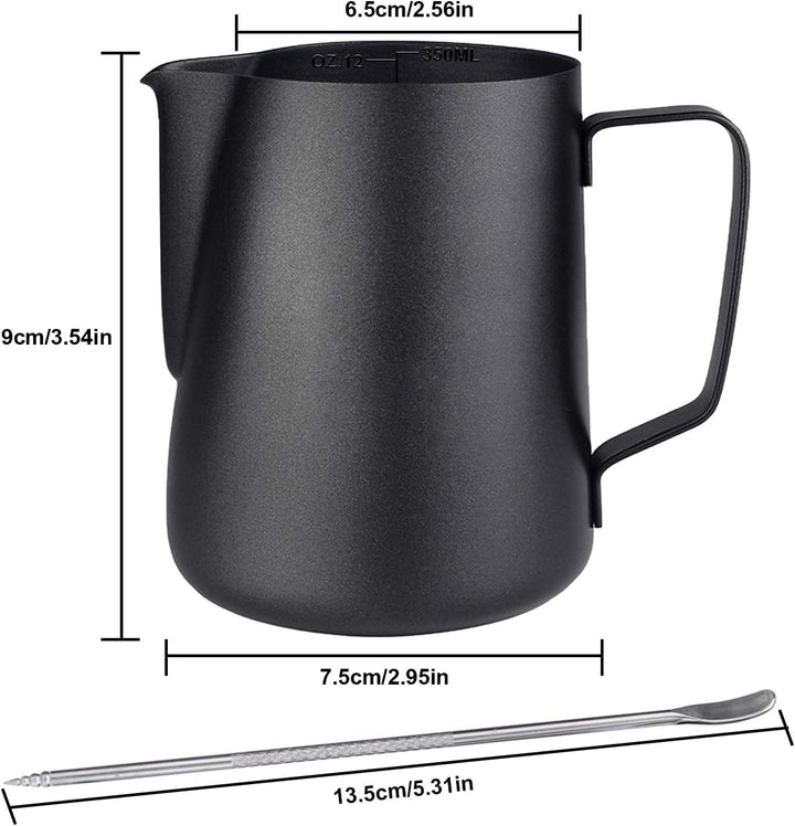 900ML Edelstahl Milchkännchen Kit Milchaufschäumer Kännchen mit Messung Mark und Latte Art Stift Sch