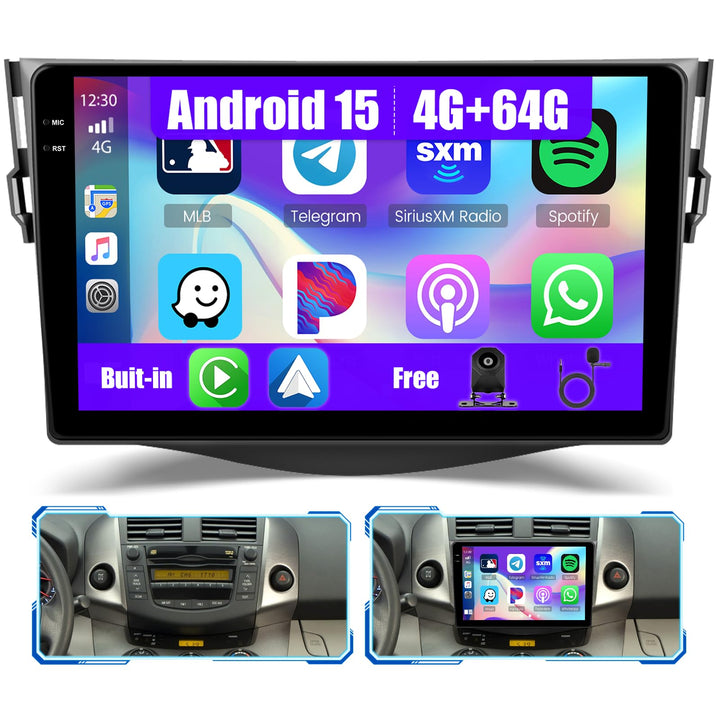 [4G+64G] Inefala Android 15 Autoradio für Toyota RAV4 2007-2012 mit Wireless Carplay Android Auto, 9
