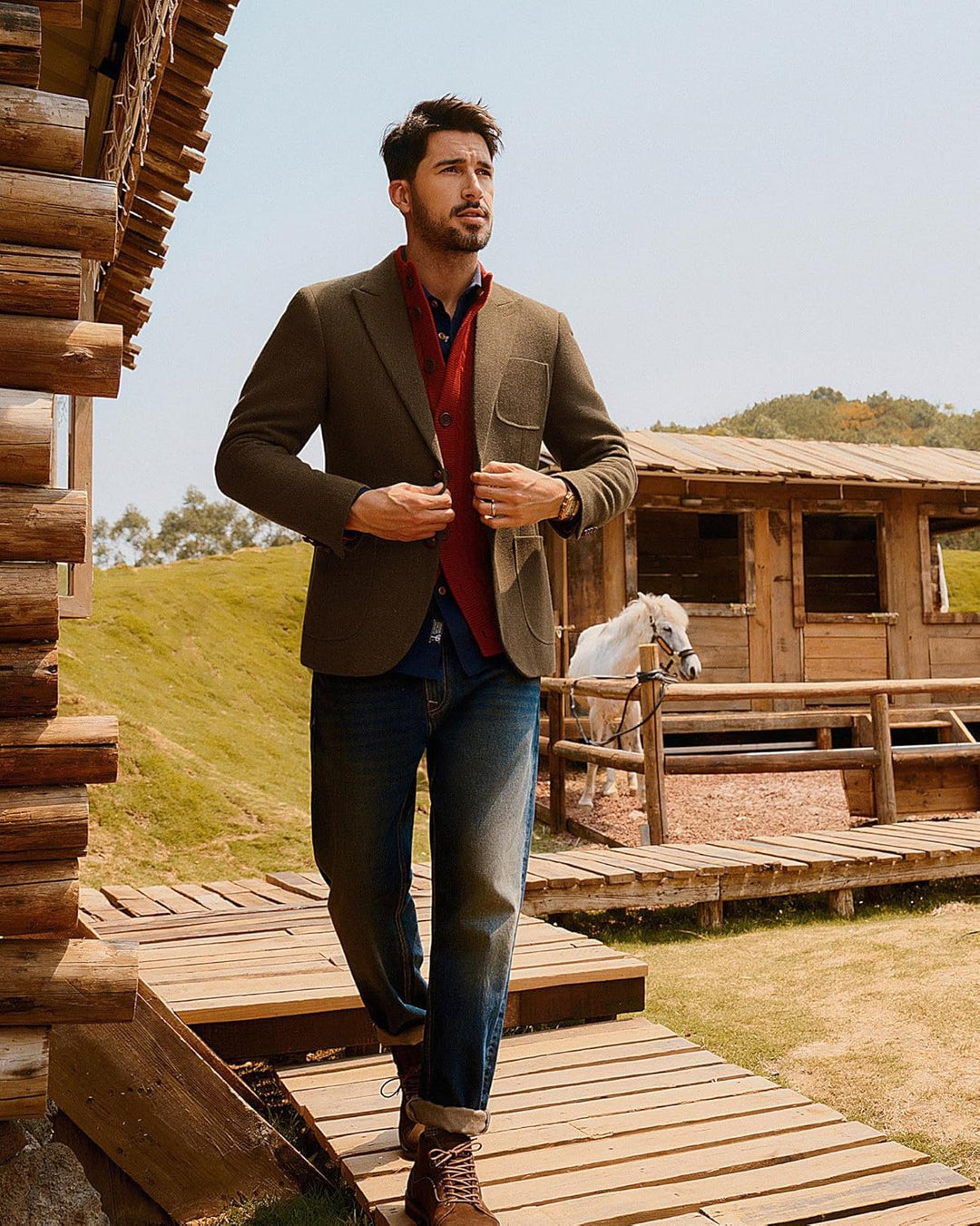 PJ PAUL JONES Sakko Herren 2 Knöpfe Tweed Wolle British Blazer Regular Fit Business Anzugjacke Männe