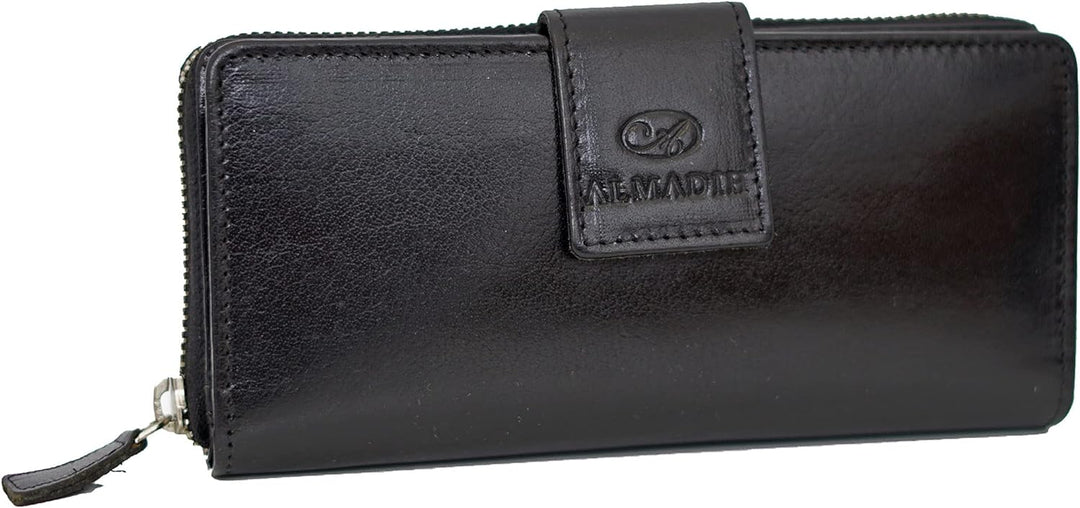 ALMADIH Damen Portemonnaie Mila Premium Rindsleder mit RFID - 26 Kartenfächer, 7 Einsteckfächer, 4 G