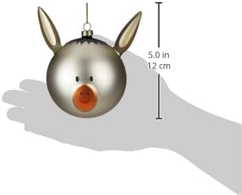 Alessi Asinello Weihnachtsbaumkugel aus mundgeblasenem Glas, Handdekoriert, 1er Pack, 9,0 x 9,0 x 13