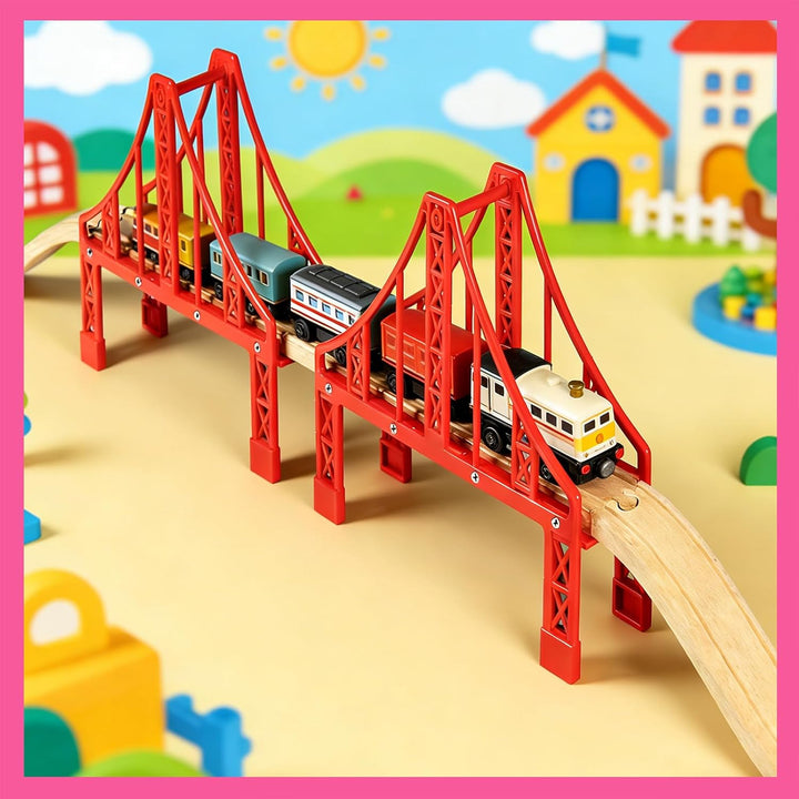 Holzeisenbahn Zubehör, Holz Eisenbahn Brückenspielzeug, Holz Eisenbahn Kinder Zug Spielzeug, Kompati