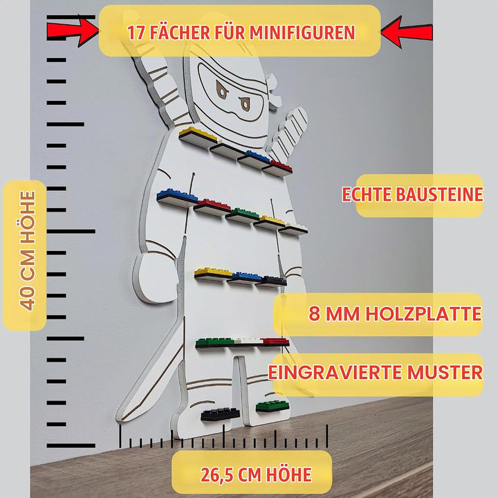 Craft Maestro Weiss Ninja Boy Aufbewahrung Regal für Minifiguren. Kinder Schaukasten Regale. Kinderz