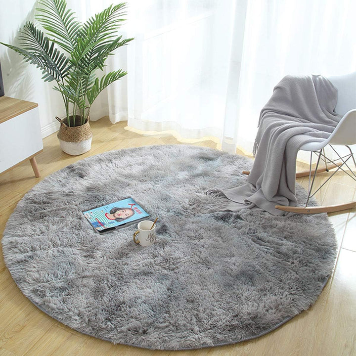 Tinyboy-hbq Runder Teppiche Hochflor Teppich wohnzimmerteppich Langflor Teppiche für Wohnzimmer flau