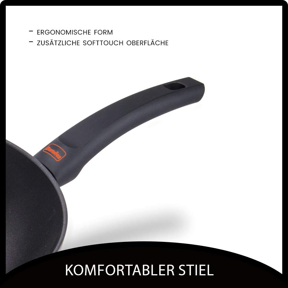 Wokpfanne mit Glasdeckel 30 cm, Aluminium, schwarz - Special+