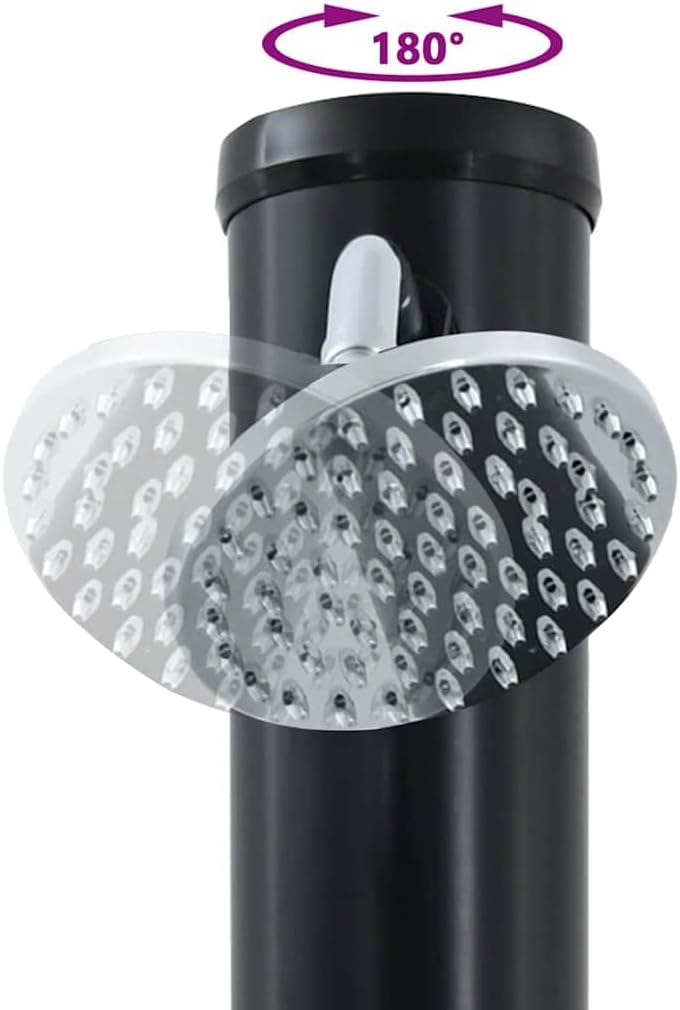 vidaXL Aussen Solardusche Schwarz 217 cm PVC und Aluminium, Moderner Zylindrischer Duschspass, umwel