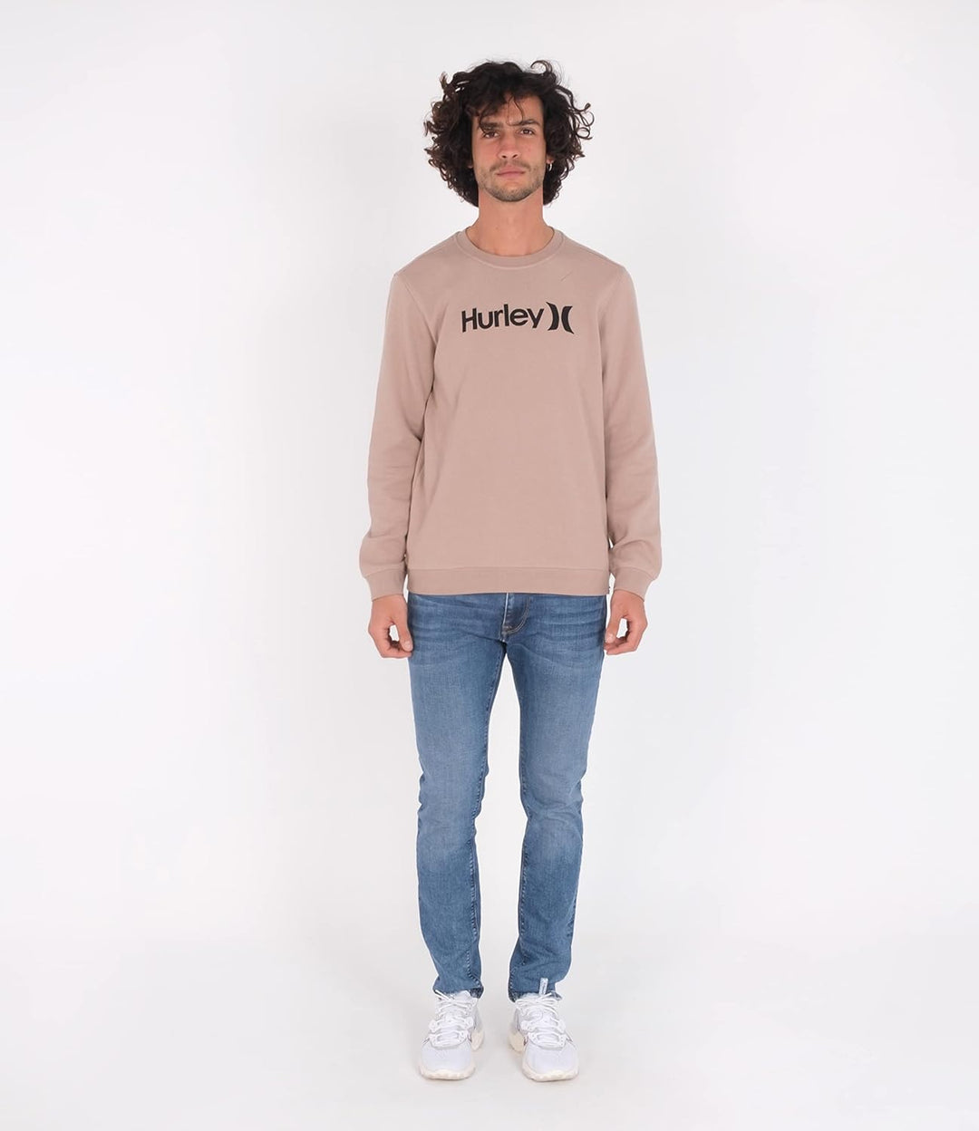 Hurley Herren Seasonal OAO Crew Fleece Sweatshirt S Simply Taupe, S Simply Taupe