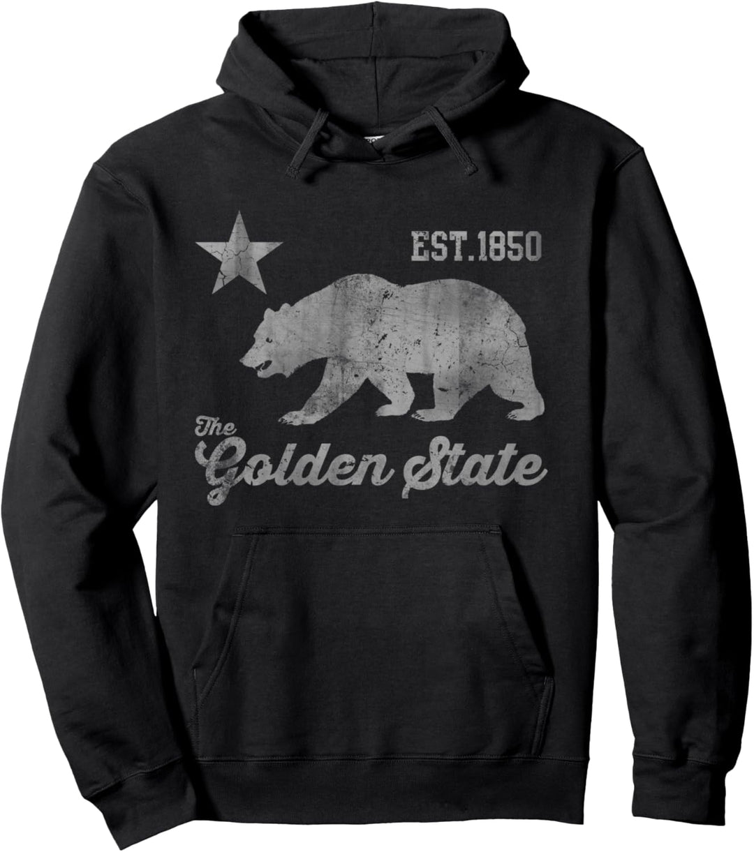 California Flag Golden State Vintage Fade Herren Damen Kinder Pullover Hoodie