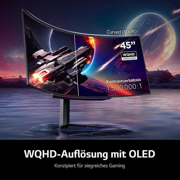 LG Electronics 45GR95QE-B Ultragear Gaming Monitor 45" (113 cm), Curved, OLED, 3440 x 1440, 21:9, WQ
