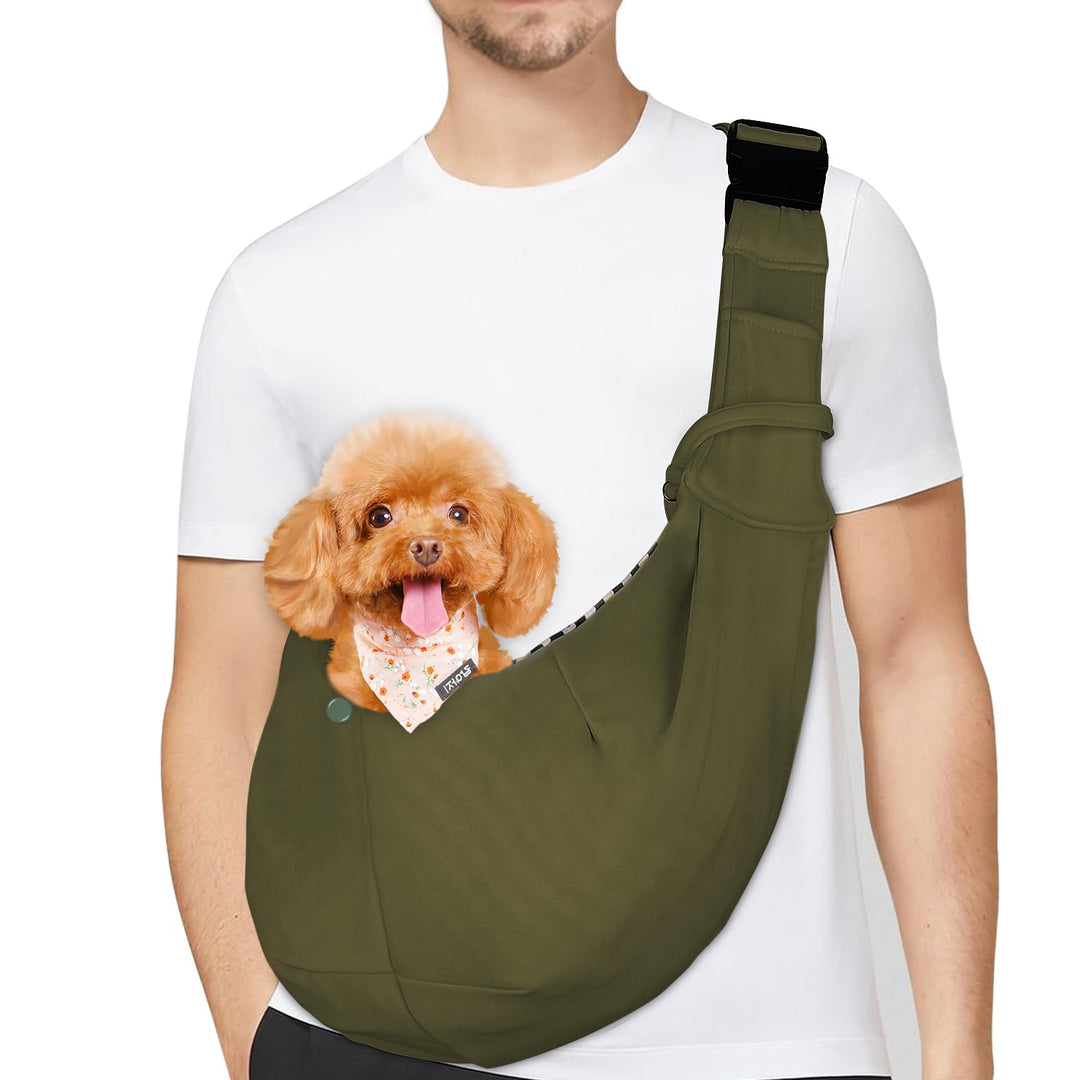 PETLOFT Tragetuch Hund, Reversibel Kleine Hundetrage, Einstellbar Pet Tragetuch, Freisprecheinrichtu