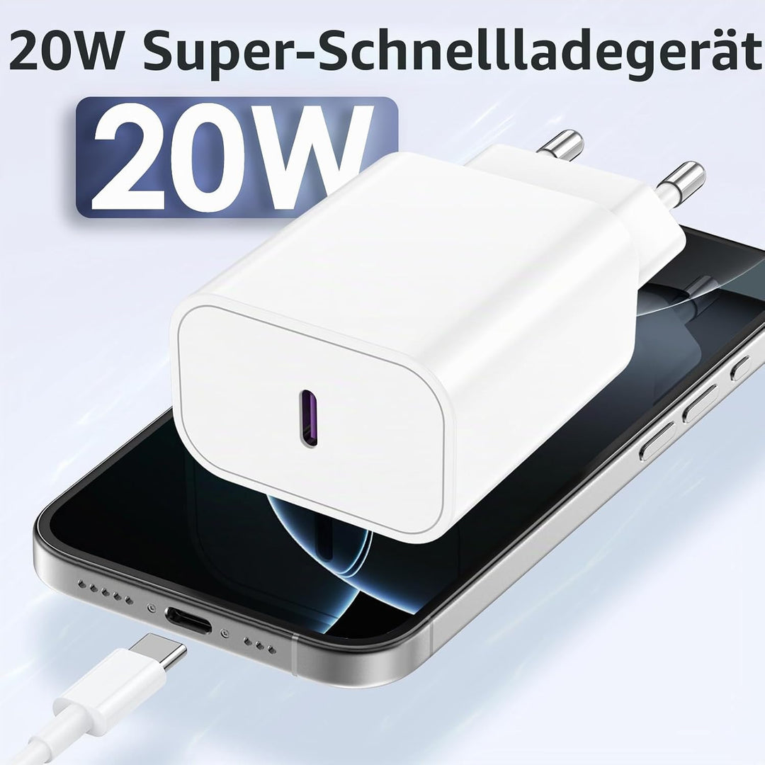 2Pack USB C Ladegerät für iPhone 16 15 17/16 15 17 Pro/16 15 17 Pro Max/16 15 Plus/17 Air, 20W USBC