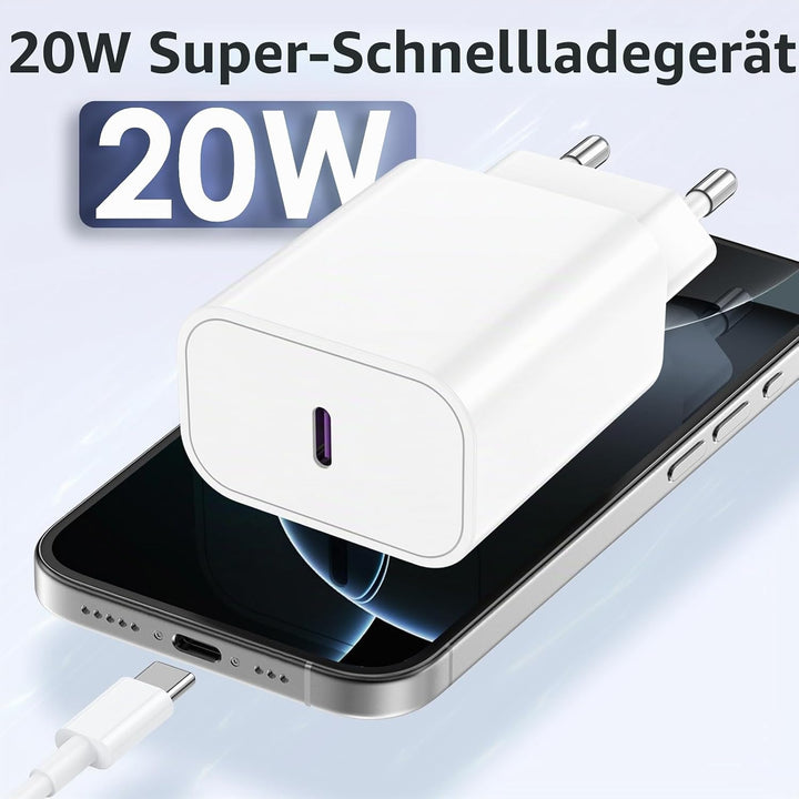 2Pack USB C Ladegerät für iPhone 16 15 17/16 15 17 Pro/16 15 17 Pro Max/16 15 Plus/17 Air, 20W USBC
