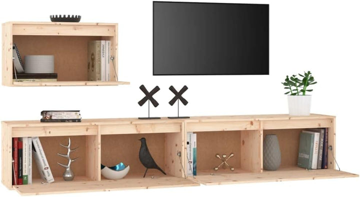 homiuse TV-Schränke 3 STK. Massivholz Kiefer TV Schrank Set Wohnzimmer MöBel Fernsehschrank Tv Lowbo