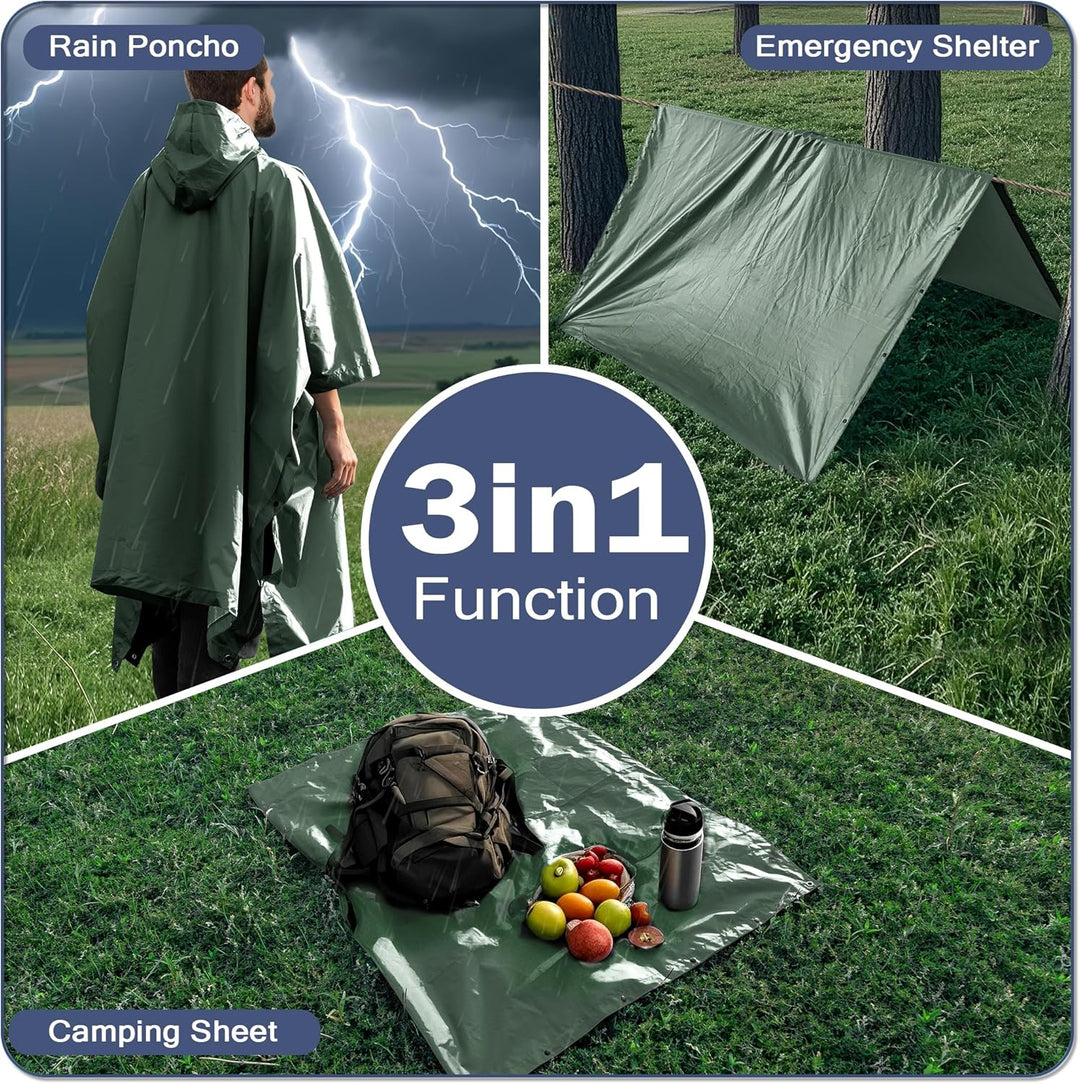 Regenponcho Wasserdicht Regencape mit Kapuze Multifunktionales Regenmantel Wiederverwendbar Regenkle