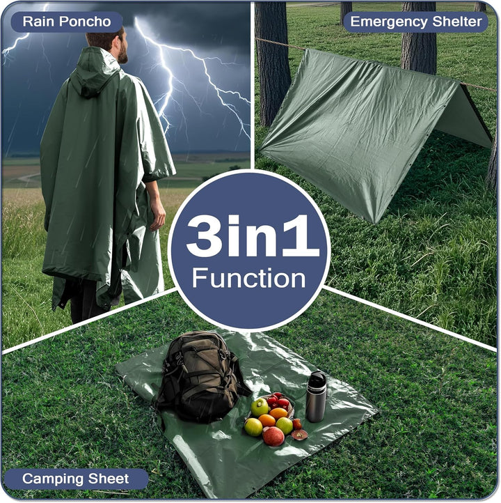 Regenponcho Wasserdicht Regencape mit Kapuze Multifunktionales Regenmantel Wiederverwendbar Regenkle