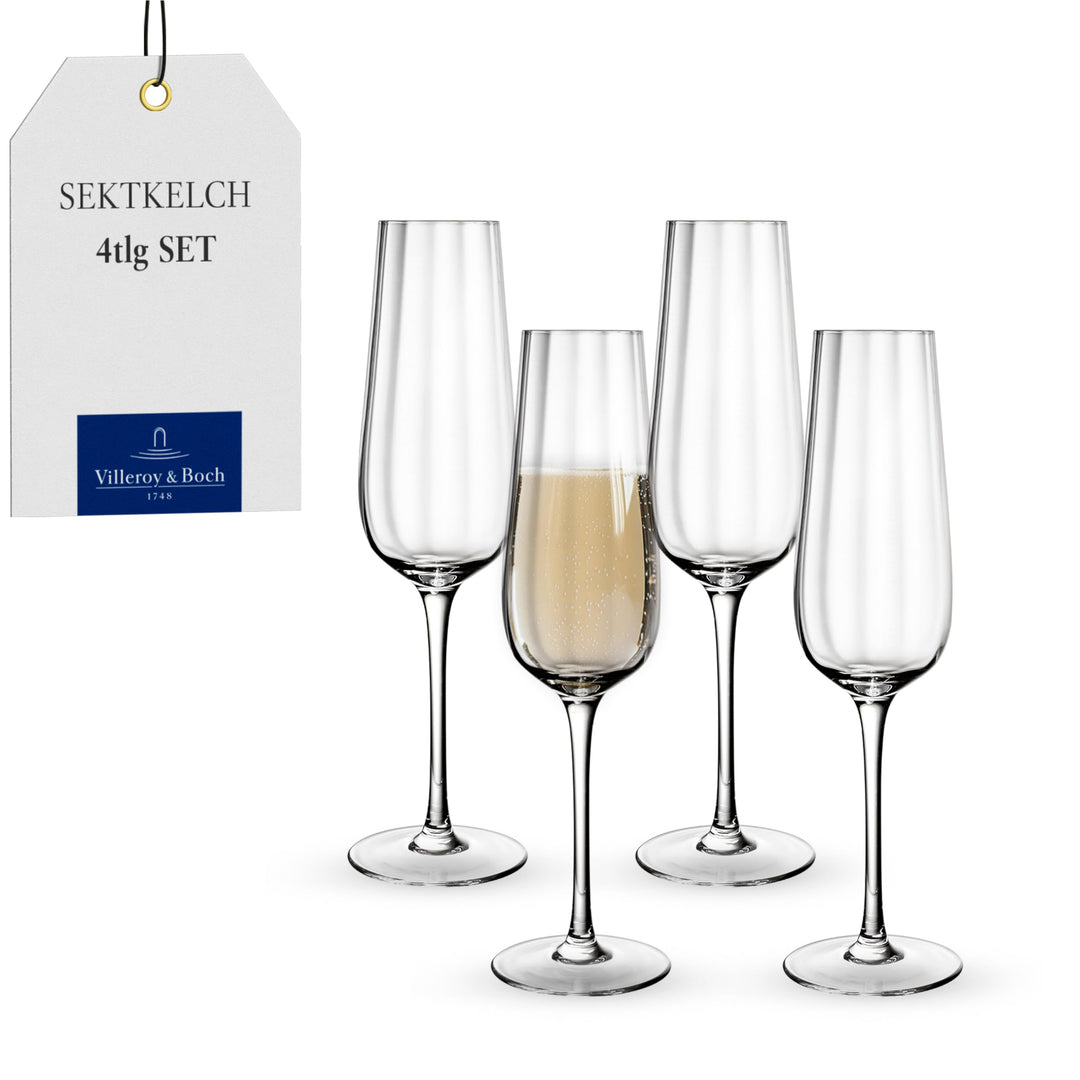Villeroy & Boch - Rose Garden Sektkelch, Set 4tlg., 120ml, Kristallglas Transparent Sektkelch Set 4t