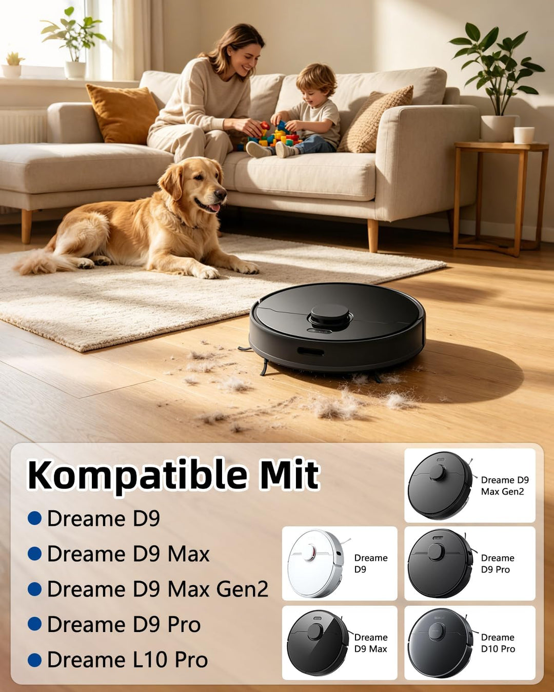 Chuancheng Zubehör-Set für Dreame D9, D9 Max, L10 Pro Staubsauger-Teile, inklusive 1 Hauptbürste, 6