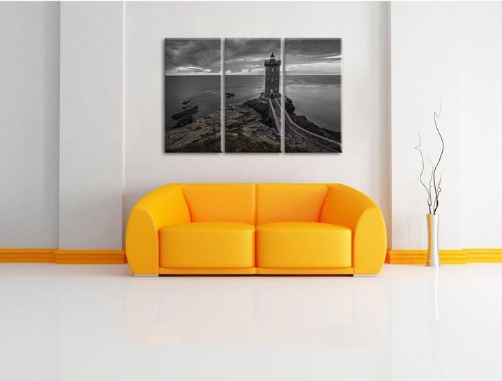 Pixxprint Leuchtturm im Sonnenuntergang als Leinwandbild/Grösse: 3 Teilig (120x80) cm/Wandbild/Kunst