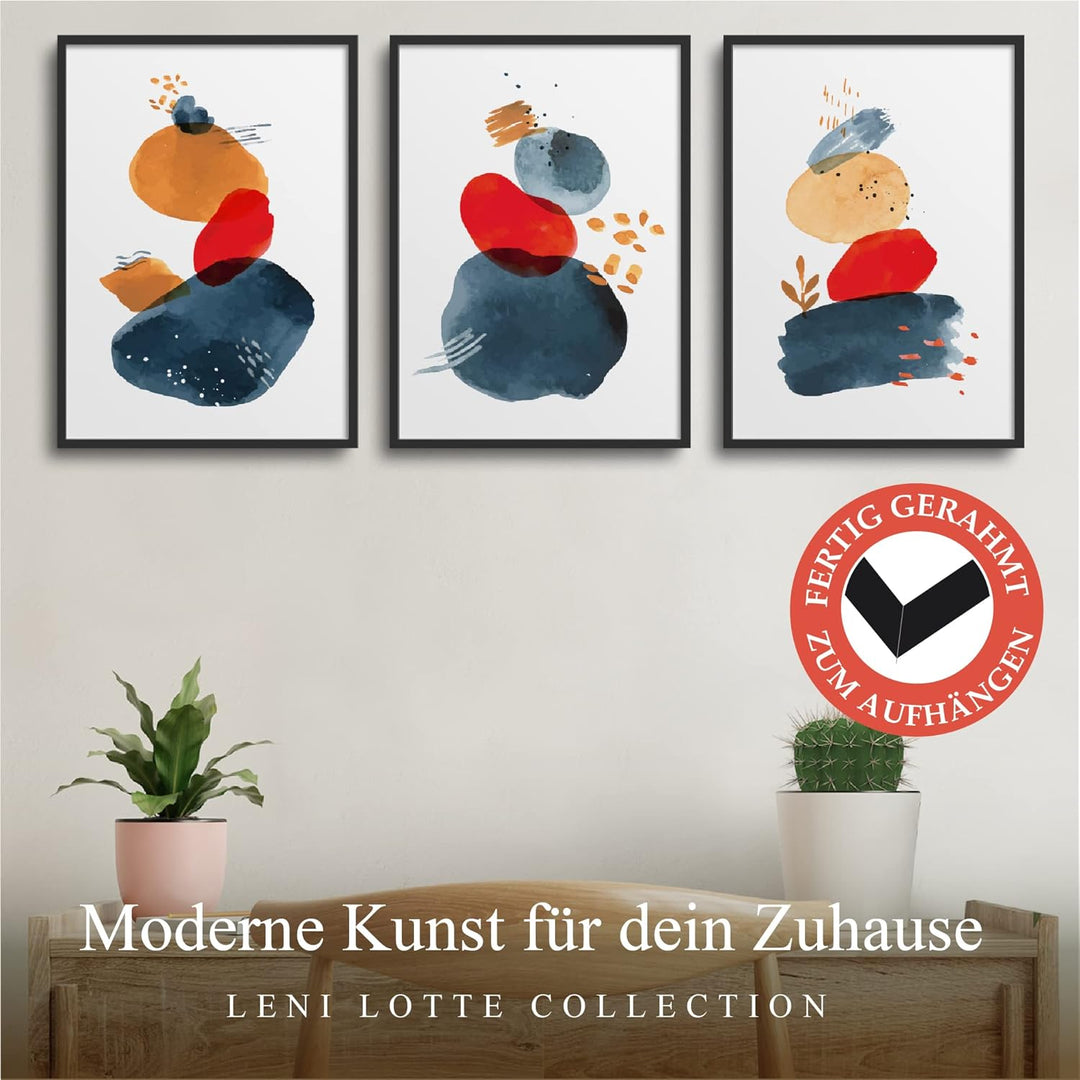 LENI LOTTE MIT RAHMEN | AUFHÄNGFERTIG | Premium Poster Bilder Set Wandbilder Wohnzimmer Bild Wanddek