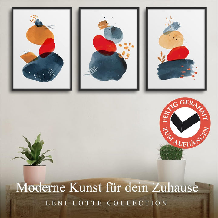 LENI LOTTE MIT RAHMEN | AUFHÄNGFERTIG | Premium Poster Bilder Set Wandbilder Wohnzimmer Bild Wanddek