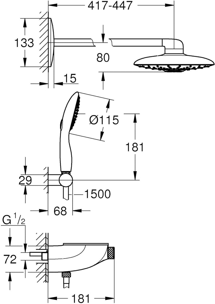 GROHE Rainshower Smartcontrol Duo 360 - Duschsystem mit Thermostatbatterie (wassersparend, Verbrühun