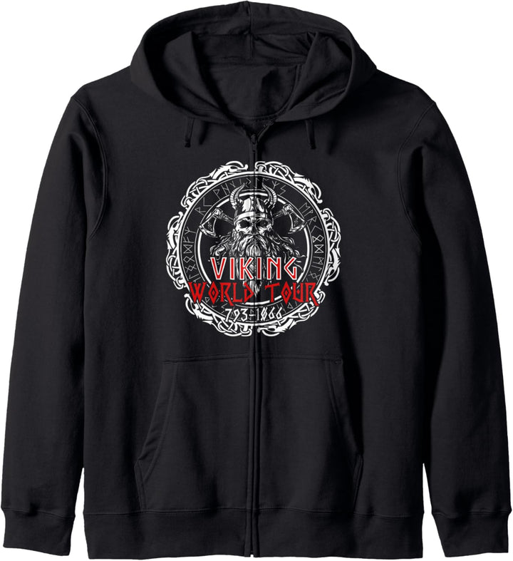 Viking World Tour mit Rückendruck Wikinger Nordische Krieger Kapuzenjacke