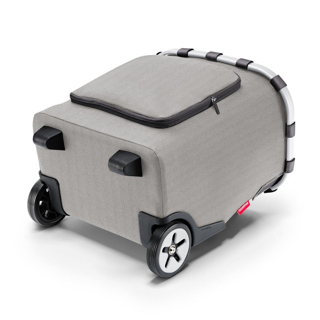 reisenthel carrycruiser Plus in Herringbone Grey – Tragbarer Einkaufstrolley mit Kühlfach, Schulterg