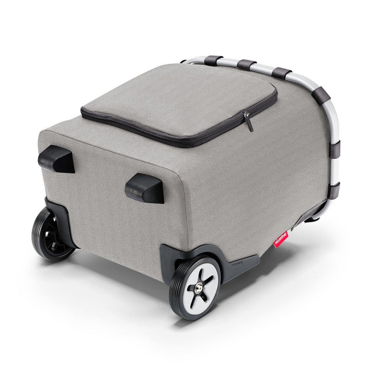 reisenthel carrycruiser Plus in Herringbone Grey – Tragbarer Einkaufstrolley mit Kühlfach, Schulterg