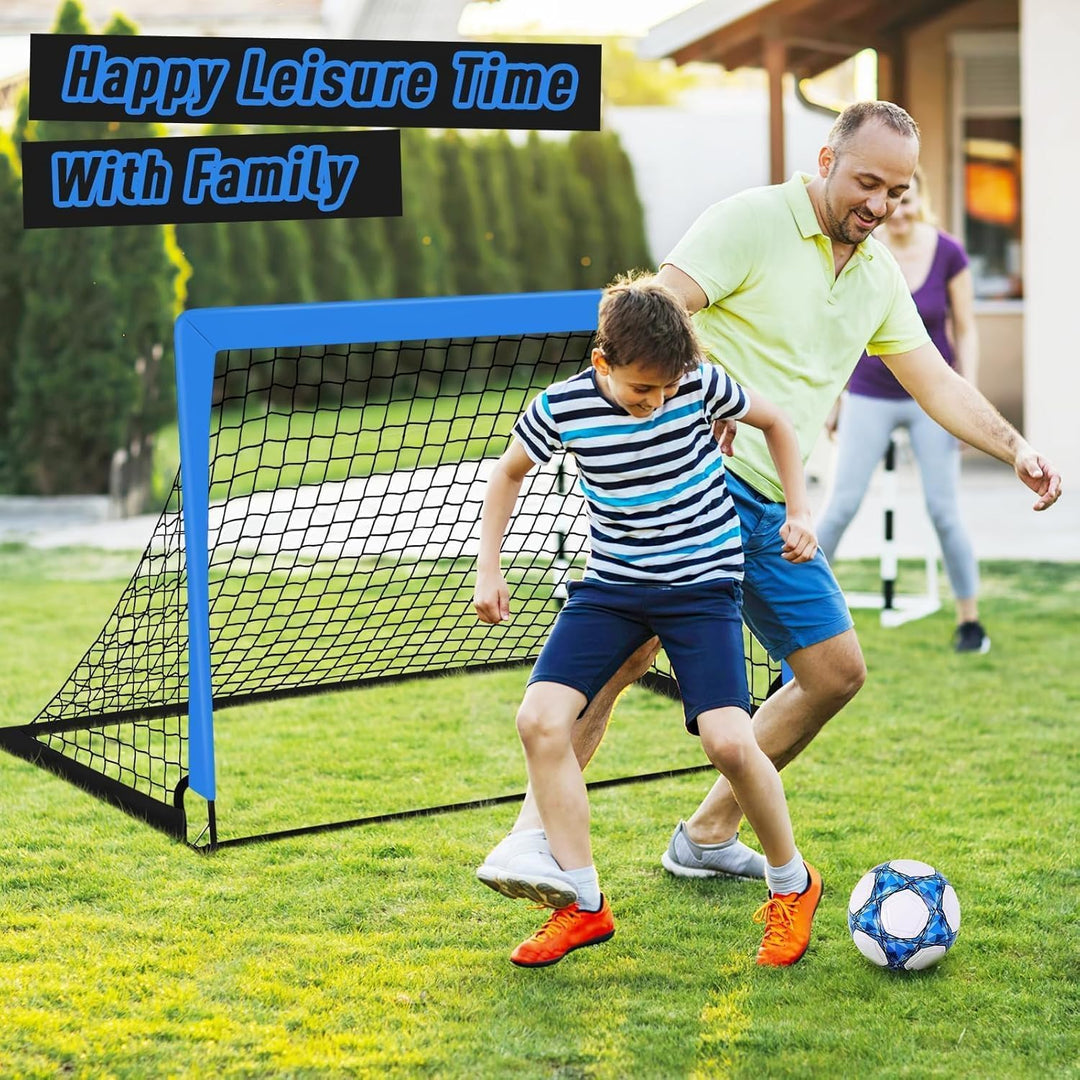 1 oder 2 Fussballtor Kinder mit Tragetasche 10 Fussballkegel, 1.2 x 0.9 m 1PCS Blau, 1PCS Blau