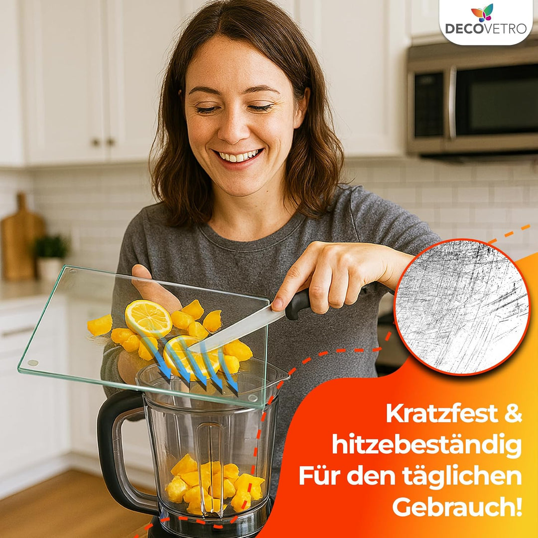 Decovetro® Schneidebrett Glas | 40 x 30 cm | Glass Cutting Board | Hygienisches und robustes Glassch