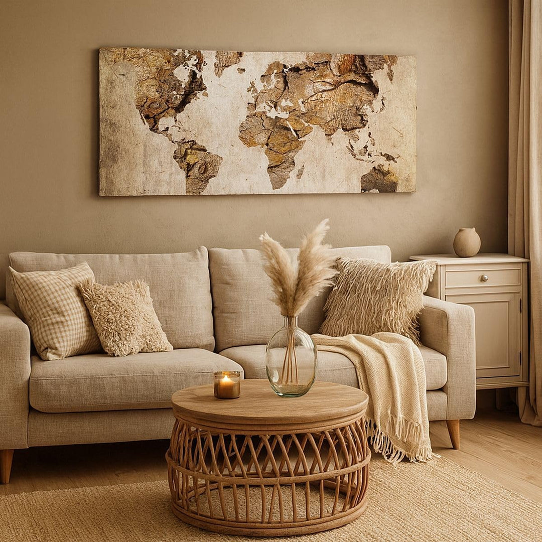 Panorama Bilder auf Leinwand 100x40cm Leinwandbild Karte Welt modern Gross Wanddeko Bild Schlafzimme