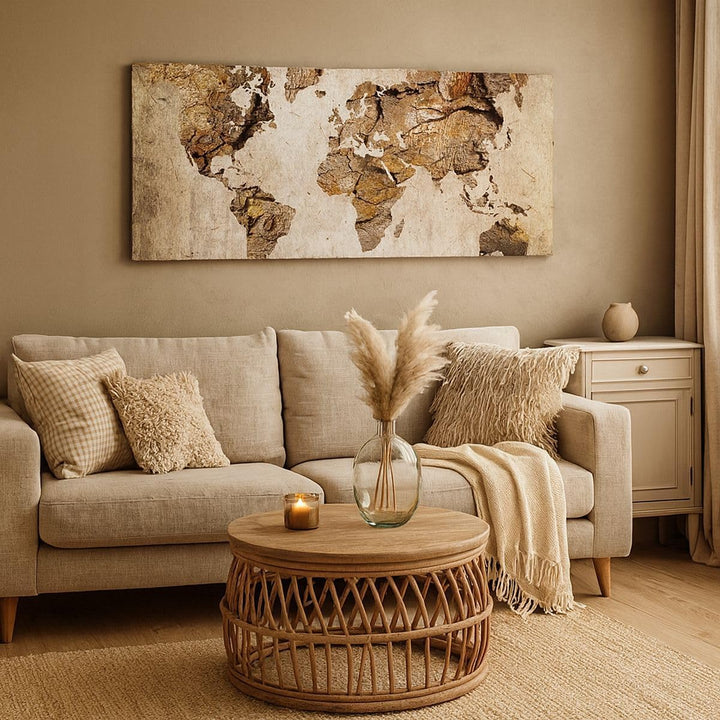 Panorama Bilder auf Leinwand 100x40cm Leinwandbild Karte Welt modern Gross Wanddeko Bild Schlafzimme