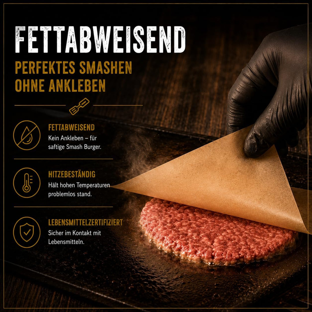 Burger Set aus Edelstahl inkl. Grillspachtel Set, Schmelzglocken, Burgerpresse, Smasher, Gewürzstreu