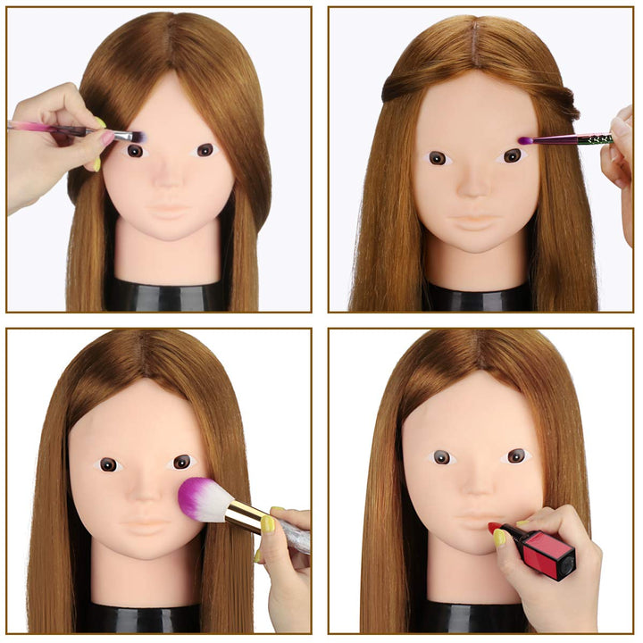 TopDirect 60cm/23.5 Zoll 80% Echthaar Haar Frisierkopf Schminkpuppe Kopf, Bilden Make-up Friseur Übu