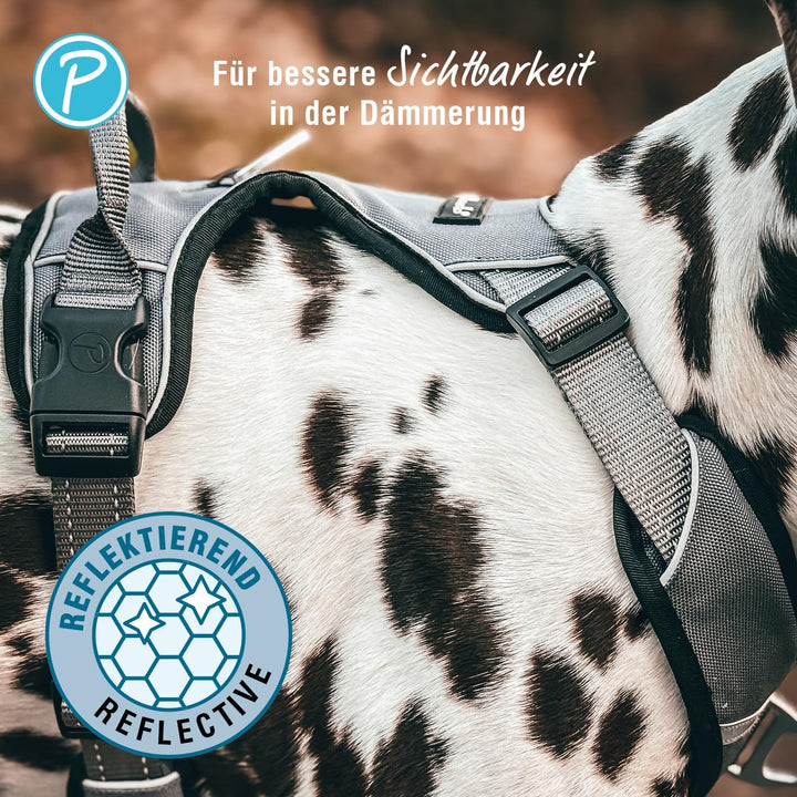 Petlando Hundegeschirr Outdoor – stark reflektierend, gepolstert, atmungsaktiv, robust, stufenlos ve