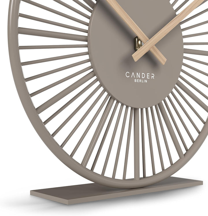 Cander Berlin GILORA Tischuhr lautlos 18 cm Metall Holzzeiger ohne Tickgeräusche modern Wohnzimmer K