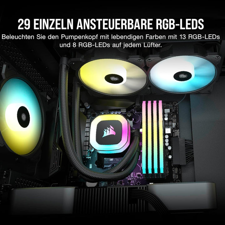 CORSAIR H100 RGB-Flüssig-CPU-Kühler - 240mm AIO - SP120 RGB Elite Lüfter - Passend Für Intel LGA 120