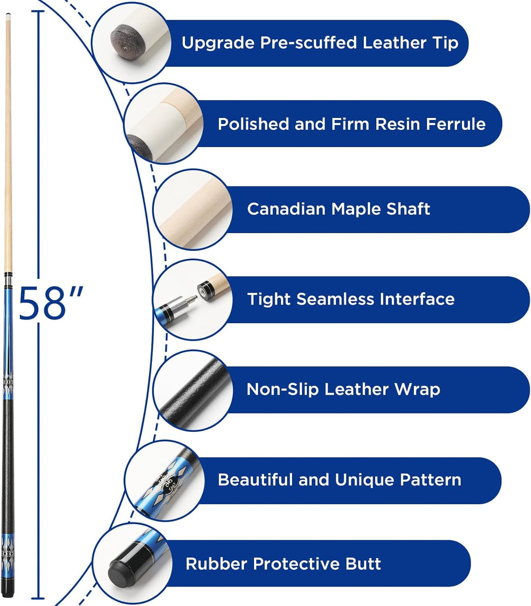 Billard Queue 18 19 20 21 oz, 58" Pool Queue Sticks 13mm Spitzen für Professionelle Billardspieler,