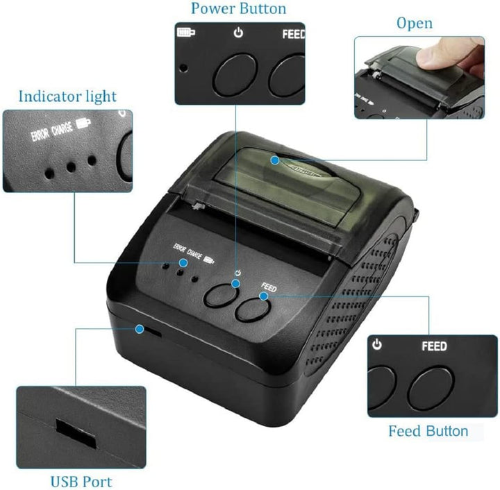NETUM Kabelloser Bluetooth-Belegungs-Thermodrucker (DE), tragbarer persönlicher Rechnungsdrucker, 58