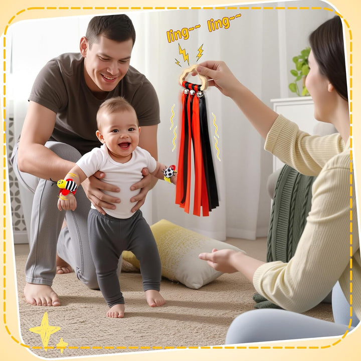 Kontrastkarten Baby - Montessori Baby Spielzeug 0-12 Monate, Greifring, Beissring und Aufbewahrungst