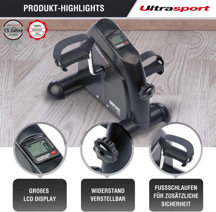 Ultrasport Mini Bike, kompakter Heimtrainer, Arm- und Beintrainer, Pedaltrainer, ideal für Senioren