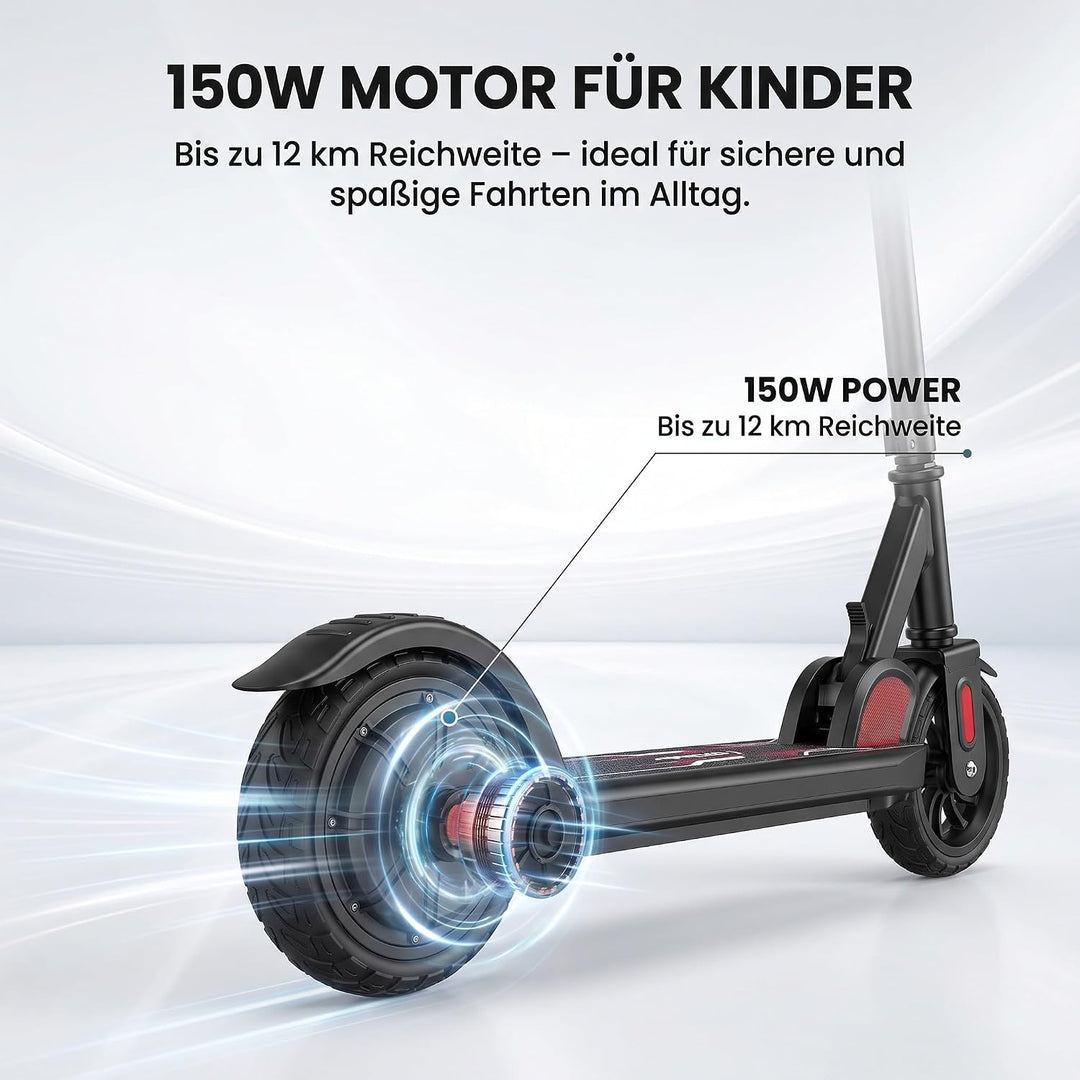Caroma Elektroroller für Kinder von 6-12 Jahren, 150W Motor bis 16 km/h E Scooter, Faltbarer E Rolle