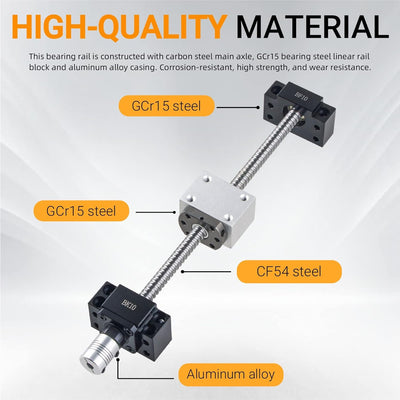 CNCYEAH SFU1204 Kugelumlaufspindel 550mm Gewindespindel Edelstahl Linearführung mit Bearbeitetem End