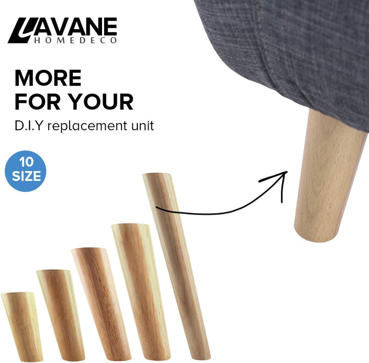 8cm Holz Tischbeine, La Vane 4 Stück Massivholz Schräg Konisch Ersatz Möbelfüsse Möbelbeine mit Mont