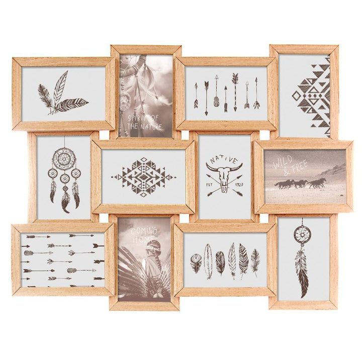 Fotocollage - Holz - 12 Fotos - Beige - Atmosphera créateur d'intérieur