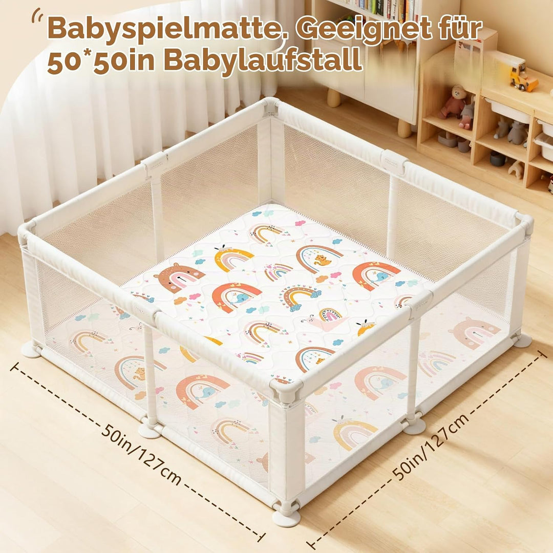 Krabbelmatt Baby 127x127cm,Faltbar Spielmatte Baby,Weiche Dicke Krabbeldecke maschinenwaschbare für