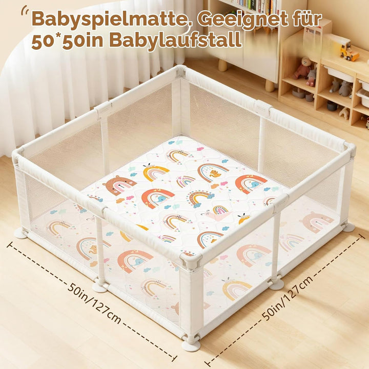 Krabbelmatt Baby 127x127cm,Faltbar Spielmatte Baby,Weiche Dicke Krabbeldecke maschinenwaschbare für