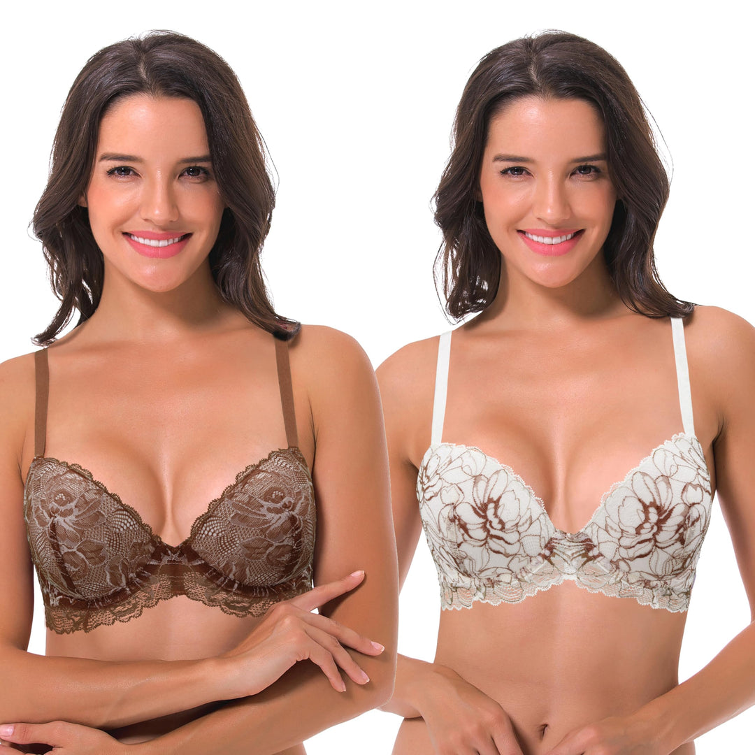 Curve Muse Damen Bügel Übergrösse Hochdrücken Fügen Sie 1 und eine halbe Tasse Spitzen-BHS hinzu 110